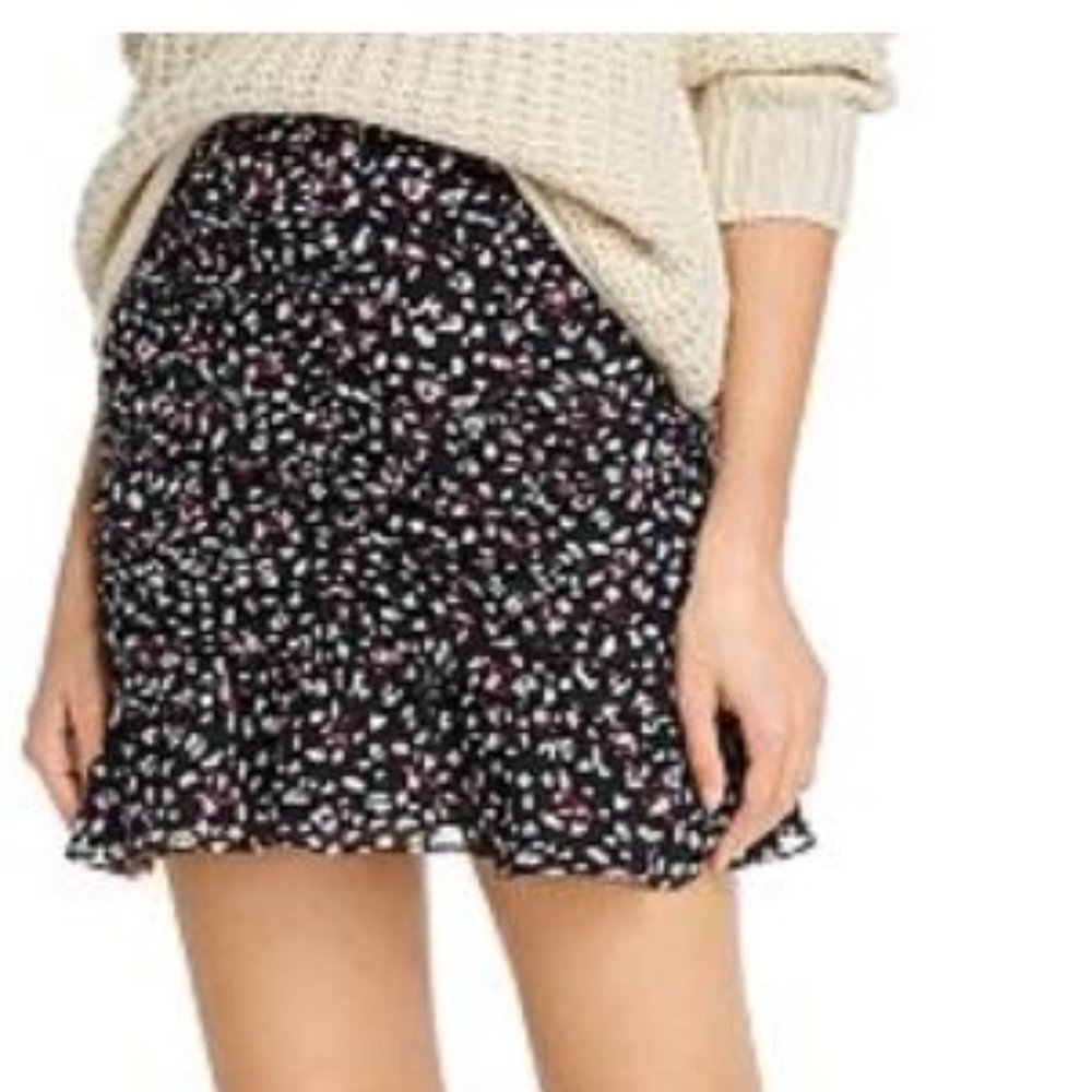 AQUA Ruched Leopard Print Mini Skirt